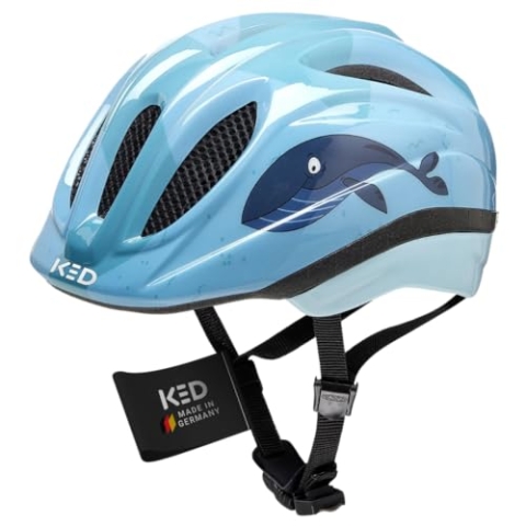 KED Meggy II Trend 2024 | Kinder Fahrradhelme Whale / 46-51 (S) Insektenschutznetz Integriertes LED-Rücklicht maxSHELL Technologie
