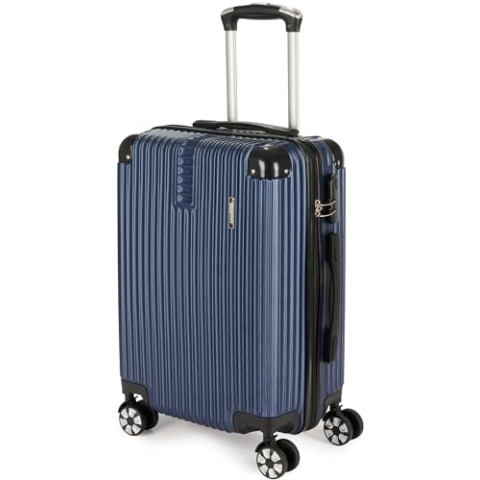 BRUBAKER Handgepäck Koffer London - Reisekoffer mit Zahlenschloss, 4 Rollen und Komfort Tragegriffen - 37 x 56 x 22 cm ABS Trolley - Hartschalen Rollkoffer (M - Blau)