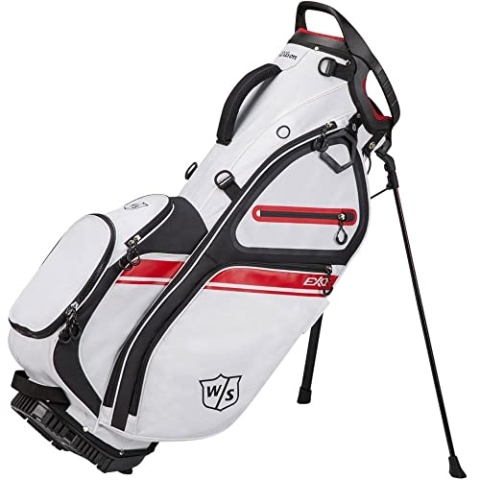 Wilson Staff Golftasche, EXO II Carry Bag, Tragetasche, Weiß/Schwarz/Rot, Integrierter Ständer, 2,3 kg, WGB6600WH