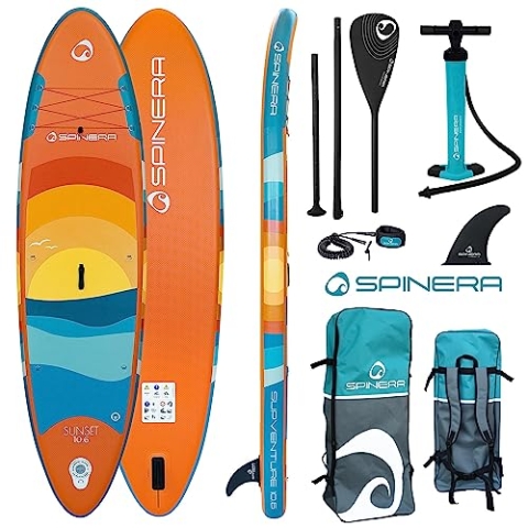Spinera Supventure SUP [2 Größen] | Allround Stand Up Paddle Board mit Double Layer Technologie und Premium Zubehör. (Sunset 10.6 (320x82x15))