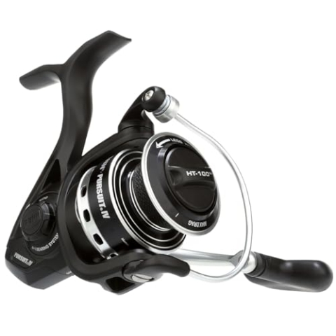 PENN Pursuit IV Spinning, Angelrolle, Spinnrollen, Meer - Küstenangeln, Spinnfischen, Jig, Köderrolle für Allroundeinsatz, Boot, Kajak, Ufer, Unisex, Schwarz Silber, 3000