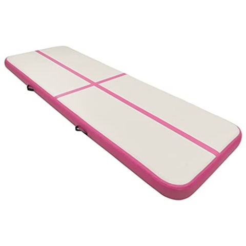 vidaXL Gymnastikmatte Aufblasbar mit Pumpe Turnmatte Tumbling Matte Training Fitnessmatte Yogamatte Trainingsmatte 400x100x20cm PVC Rosa