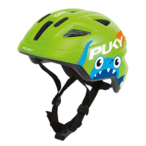 PUKY PH 8 Pro-S | Fahrradhelm für Kinder | Größe S - 45-51 cm | mit integriertem Insektenschutz | Farbe Kiwi mit Monster-Design