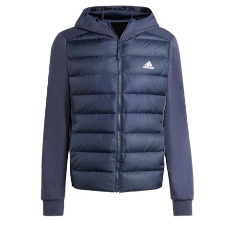 adidas Herren Essentials Hybrid Down Hooded Jacket, Legend Ink, M
