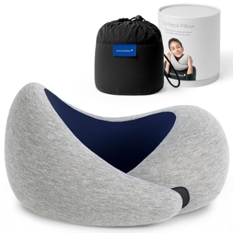Ostrichpillow Go Neck Pillow - Reisekissen mit Memory Foam, 360º Ergonomisches Design, Asymmetrische Seiten, Reisetasche Inklusive, Waschbarer Modal-Bezug