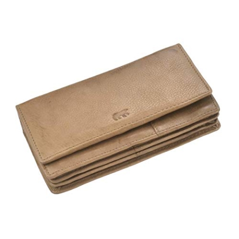 Bear Design Damen Geldbörse 14 Kartenfächer Portemonnaie Geldbeutel Leder 15x9cm Taupe braun