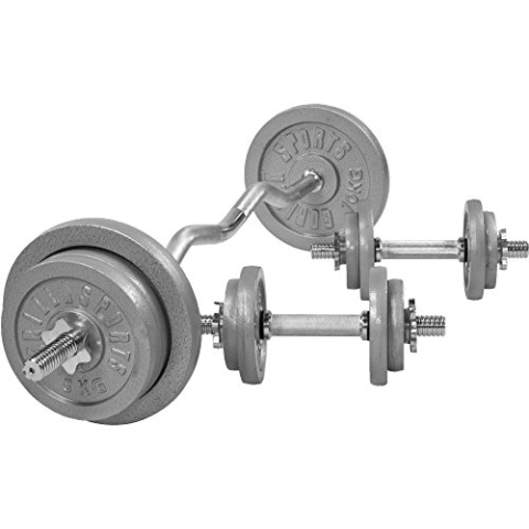 GORILLA SPORTS® Hantelset 70kg - SZ Curlstange 120cm, 2x Kurzhanteln 30mm, Gewichte 4x1,25kg/ 4x2,5kg/ 4x5kg/ 2x10kg, mit 6 Sternverschlüssen, Griff gerändelt, Gusseisen - Langhantelstange, Hantel Set