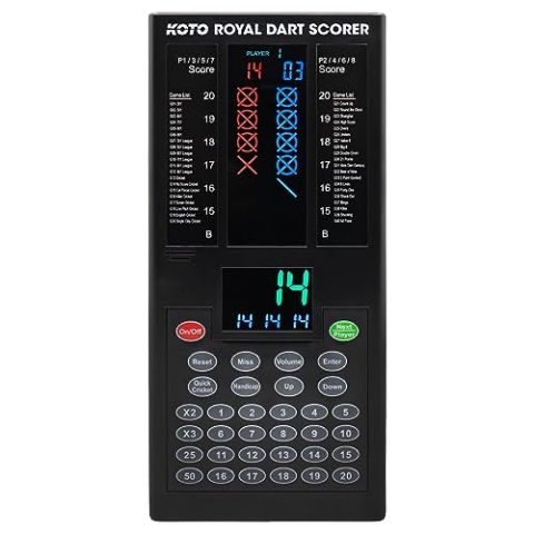 KOTO - Royal Dart Scoreboard, Spiele, Anzeigetafel inkl. 32 Spiele, Spielstandsanzeige & Befestigungsmaterial, für 8 Spieler, Batteriebetrieben