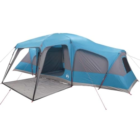 vidaXL Familienzelt mit Vorzelt 9 Personen Blau Wasserdicht, Campingzelt, Gartenzelt, wasserdichtes Zelt, Zelt, leichtes Zelt, Wanderzelt