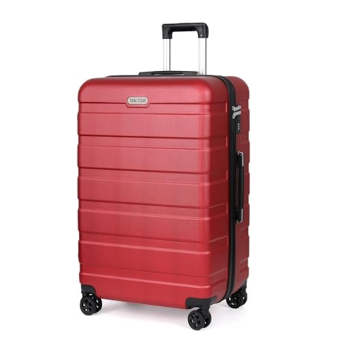 TANTOMI Koffer Groß, Reisekoffer Hartschalenkoffer, Koffer & Trolley mit Passwortsperre, Hartschale Suitcase mit 4 Rollen(Rot)