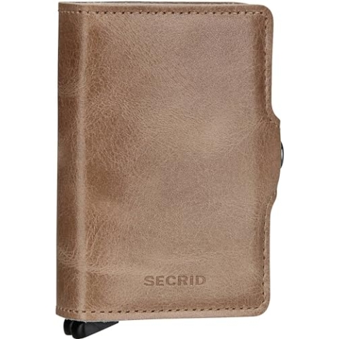 Secrid Twinwallet Vintage Taupe Kartenetui aus Leder, Farbe: Braun, für 8 Karten mit oder 12 Karten ohne Prägung, Maße: 10,2 x 7 x 2,5 cm, TV-Taupe