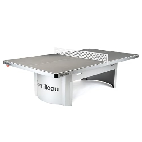 CORNILLEAU Campus 510 - Outdoor Tischtennisplatte - Robuste, Wetterfeste und Stoßfeste Tisch für Garten, Schulen, Parks, Campingplätze - Hervorragender Ballsprung Dank 7 mm Melaminharzplatte - Grau