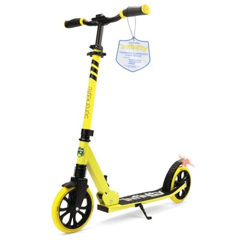 SereneLife Roller, Cityroller, Scooter, Tretroller, Big Wheel Scooter, Kickscooter- klappbar & Höhenverstellbar, Roller Erwachsene- & Kinder, Trotinet- mit Vorderfederung & Hinterradbremse, bis 100Kg