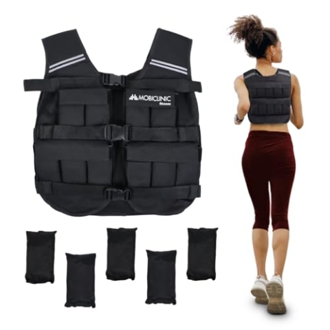 Mobiclinic®, Gewichtsweste, Weighted vest, Verstellbar, Langlebig, 600d-oxford-gewebe, Inklusive gewichte, Reflektierende streifen, Für körperliches training, Iron