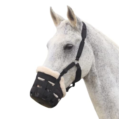 Deluxe-Weidenmaulkorb von Shires für Pferde, aus Nylon Cob schwarz