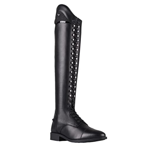 QHP Dressur Leder-Reitstiefel Hailey Adult Weit Schnürung Glitzer (schwarz, numeric_41)