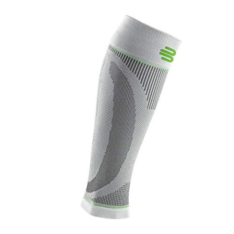 Bauerfeind Kompressions-Wadenbandage „Sports Compression Sleeves Lower Leg“, 1 Paar Sleeves für die Waden, Unisex, Beinstulpen für Ball- & Ausdauersportarten, Weiß, S extra lang