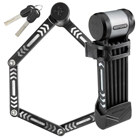 Kryptonite Kryptolok 685 Faltschloss - 85 cm, Sicherheitsgrad 6/10, Kompaktes sicheres Fahrradschloss mit Stahlgliedern, 2 Schlüsseln & Transporthalterung für Fahrrad
