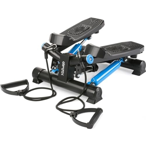 Gymtek XST250 Stepper, Drehstepper mit Haltegriffen & Expanderbänder - Twist Mini Stepper mit LCD, Schrittzähler und Kalorienzähler - Fitness, Pilates, Workout - Stairmaster Sportgeräte Zuhause