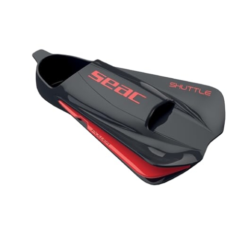 Seac Unisex Shuttle Schwimmflossen aus 100% Silikon, kurz, für Kraft- oder Cardio-Training, Schwarz/Rot, Größe 41/42