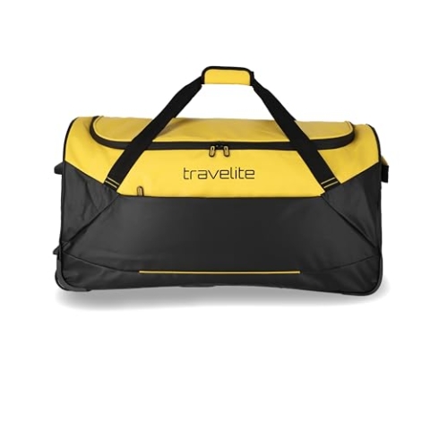 travelite Trolley Reisetasche mit Rollen aus wasserabweisendem Material, Basics Weichgepäck Rolltasche mit großem Hauptfach, 71 cm, 97 Liter