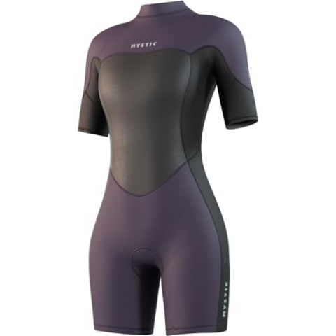 Mystic Wassersport – Surf KiteSurf & Windsurfen Damen Marke 3/2 mm Reißverschluss hinten Flatlock Shorty Neoprenanzug – Deep Purple