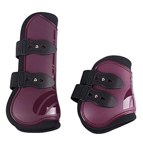 QHP Gamaschen-Set vorne und hinten 4er Set Polyurethan mit Neoprenfutter (Warmblut, Maroon)