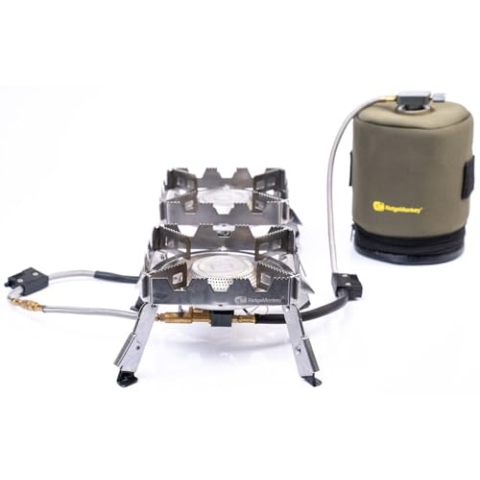 RidgeMonkey Connect Pro Full Kit Portable Dual Stove, Campingkocher zum Angeln, Angelkocher, Gaskocher zum Ansitzangeln, Kocher