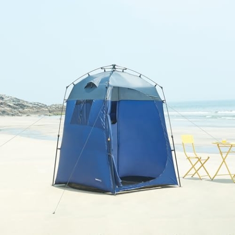 pro.tec Duschzelt Ayas Wurfzelt Pop-Up Zelt Mobile Umkleidekabine tragbar Camping Toilette Sichtschutz Outdoor Strandzelt 150 x 150 x 200 cm Blau/Grau
