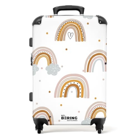 NoBoringSuitcases.com® Reisekoffer Kinder mädchen Mädchengeschenke Rollkoffer Reisekoffe Weichgepäck Koffer Groß Kinder - Muster - Regenbogen - Koffer mittelgroß, 67x43x25cm