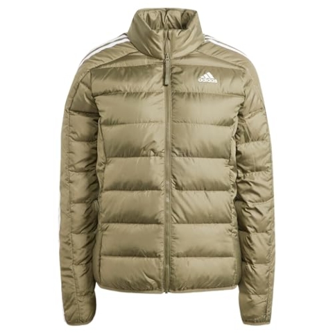 adidas Damen Essentials 3-Stripes Light Down Jacket, Olive Strata, XXL