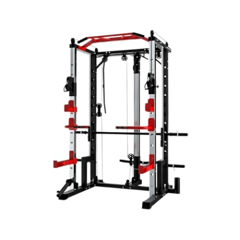 PH Fitness Power Rack mit Smith Machine - Squat Rack mit Klimmzugstange, Dip & Kabelzubehör - Robuster Power Cage für Krafttraining im Home Gym - Verstellbar, Langlebig & Vielseitig