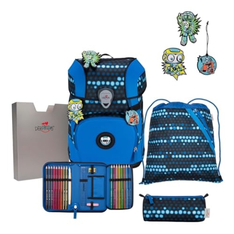 DerDieDas ErgoFlex Tiny Exklusiv Superflash Schulranzenset 5-teilig Blue Robot