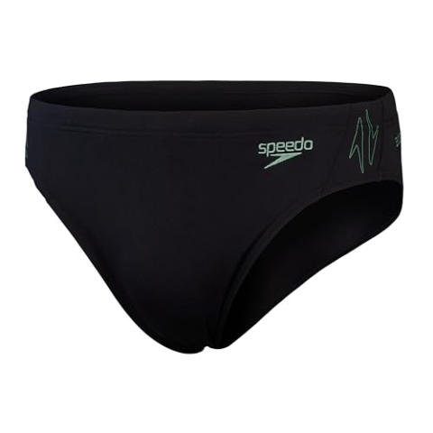 Speedo Hyperboom Splice Badehose Schnelltrocknend Training Fitness Chlorbeständig für Herren, Schwarz, Landgrün, 34
