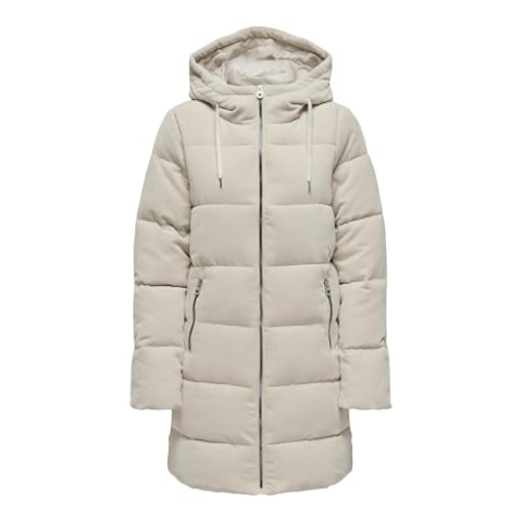 ONLY Damen Steppjacke ONLDOLLY LONG CORDUROY PUFFER OTW (DE/NL/SE/PL, Alphanumerisch, M, Regular, Regular, hellgrau)