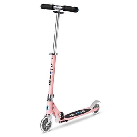 micro Sprite LED Kinder Kinderscooter | Cityroller mit LED-Rollen | klappbar und Lenker höhenverstellbar | ab 5 J. | Tretroller Farbe neon Rose