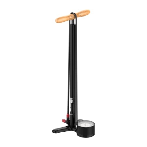 LEZYNE Steel Floor Drive 3,5 Hochdruck-Fahrrad-Standpumpe mit 8,9 cm Analoganzeige – langlebige 220 PSI Reifenluftpumpe für Rennräder / Rennräder – ABS-1 Pro Chuck passend für Presta- und