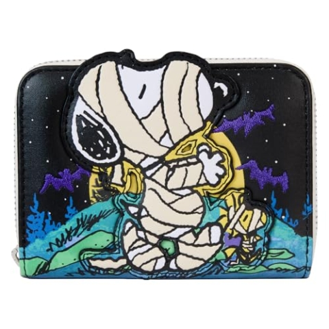 Loungefly Peanuts Snoopy Mummy Geldbörse mit Reißverschluss, 4 Fächer, Silber, Unisex, Erwachsene, Cartoon-Fans