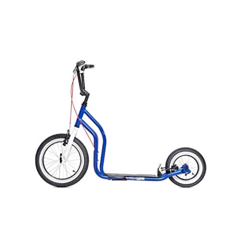 YEDOO London Tretroller - ab 140 cm Körperhöhe, bis 120 kg, mit Luftreifen 16/12 - Cityroller für Erwachsene und Kinder mit verstellbarem Lenker und Ständer (blau)