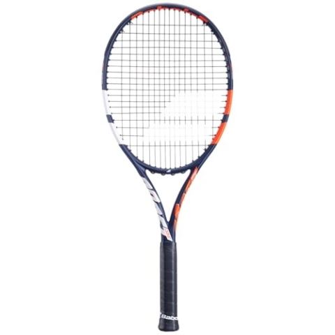 Babolat, Tennisschläger Modell Boost Drive, Griff 0, Blau Orange Weiß, Leichter Graphrahmen, Großes Schlägerkopf, Besaitungsplan 16x19, für Gelegenheits-Spieler, die Sich leicht verbessern möchten
