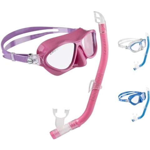 Cressi Moon Kid Combo Set - Kombiset Schnorchelmaske + Schnorchel für Kinder, Rosa/Flieder, Einheitsgröße