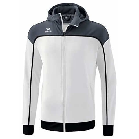 Erima Unisex Kinder „CHANGE by erima" Trainingsjacke mit Kapuze, weiß/slate grey/schwarz, 164