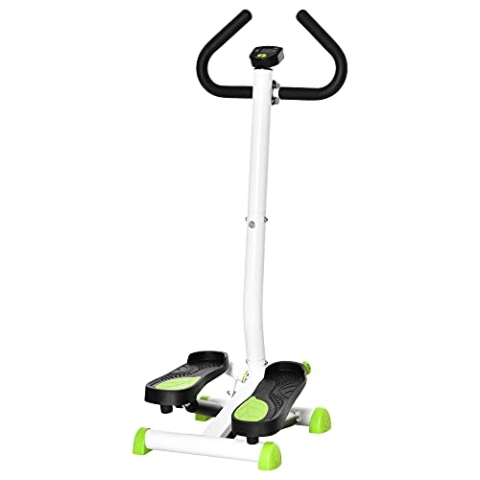 HOMCOM Stepper Fitness Swing Stepper mit LCD-Schirm und Handgriff Hometrainer für Zuhause bis 100 kg Stahl ABS Grün 55 x 44 x 108 cm