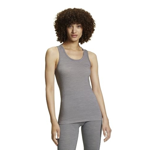 FALKE Damen Baselayer-Shirt Wool-Tech Light W S/l Sh Wolle Funktionsmaterial schnelltrocknend 1 Stück, Grau Grey-Heather 3757, L