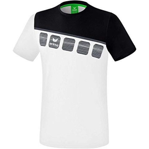 Erima 5-C T-Shirt WeissSchwarzGrau, 3XL Herren