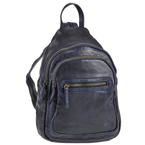 Bear Design Rucksack Leder Cityrucksack Backpack Damenrucksack Cow Lavatao blau