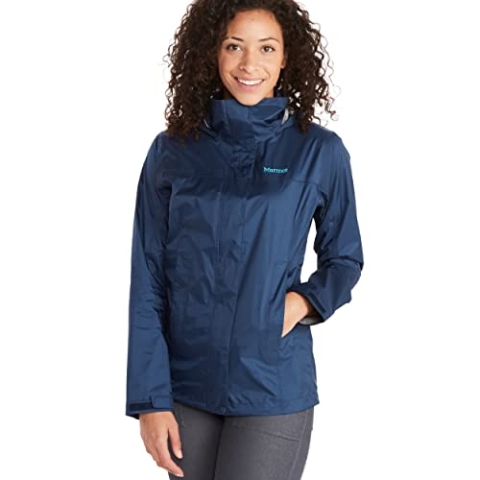 Marmot Damen Wm's PreCip Eco Jacket, Wasserdichte Regenjacke, winddichter Regenmantel, atmungsaktiv, faltbarer Hardshell Windbreaker, ideal zum Fahrradfahren & Wandern, Arctic Navy, S