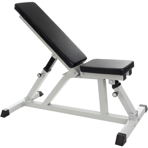 ScSPORTS® Hantelbank - Verstellbar, 7-fach Rückenlehne/4-fach Sitz, Stabil, bis 200 kg, Dickes Polster, Gummifüße - Schrägbank, Trainingsbank, Bauchtrainer, Fitness, Gym (Modell 2, Schwarz)