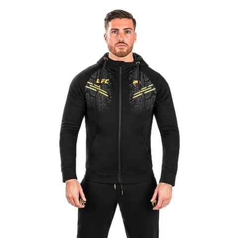 Venum, UFC Adrenaline by Venum Replica Herren Zip Hoodie, Herren, XXL, Schwarz/Gold