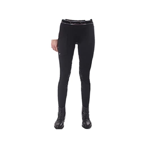 QHP Reitlegging Reithose Damen Eden Vollbesatz Handytasche (34, schwarz)